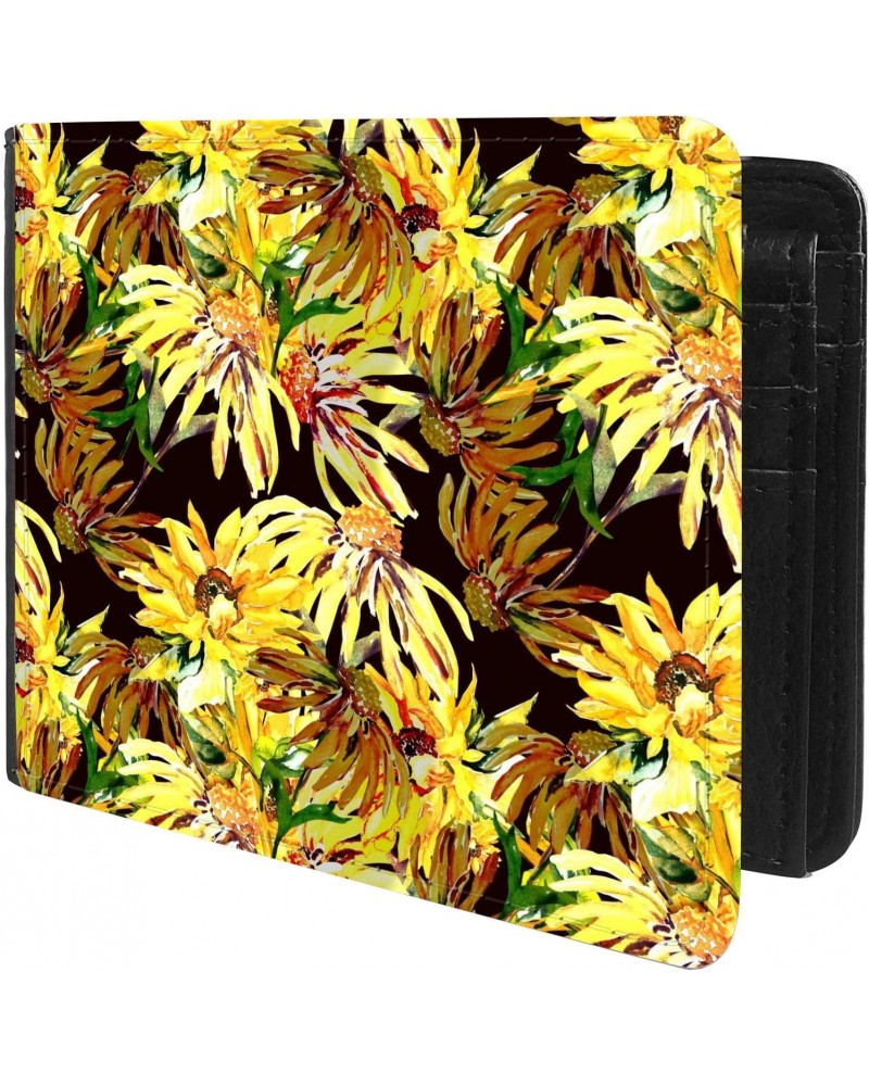 Unique Desige Pattern - Oil painting of sunflower, Slim Front Pocket Wallet Billfold RFID Blocking $10.63 Wallets