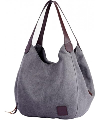 Women Canvas Hobo Purse Multi Pocket Handbags Shoulder Bags Totes Purses Grey $13.56 Totes