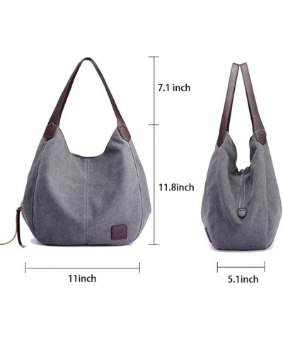 Women Canvas Hobo Purse Multi Pocket Handbags Shoulder Bags Totes Purses Grey $13.56 Totes