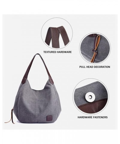 Women Canvas Hobo Purse Multi Pocket Handbags Shoulder Bags Totes Purses Grey $13.56 Totes