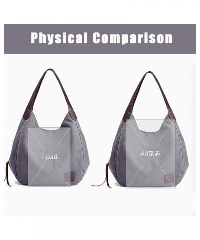 Women Canvas Hobo Purse Multi Pocket Handbags Shoulder Bags Totes Purses Grey $13.56 Totes