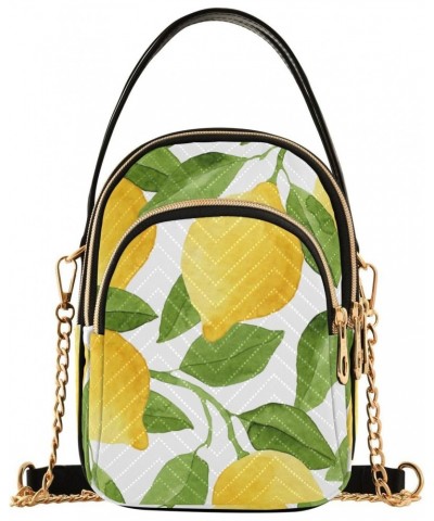 Watercolor Lemons Green Leaves Sfd003 Crossbody Bags for Women with Multi Pocket Shoulder Strap Cell Phone Purse Trendy Shoul...