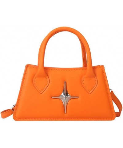 Women's Commuter Texture Handbag Single Shoulder Crossbody Small Square Bag Orange $22.41 Totes