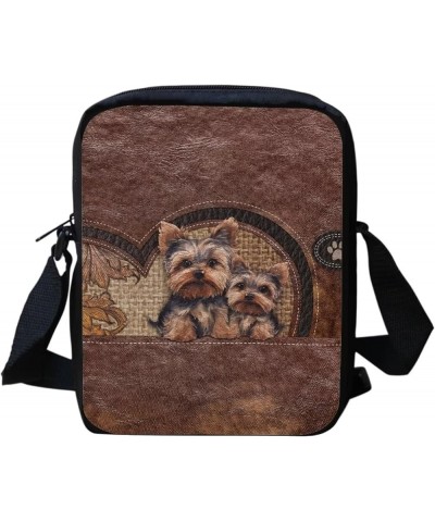 Women Teens Shoulder Crossbody Bag, Lightweight Zipper Messenger Bags for Travel School Tribal Yorkshire Terrier - Brown $11....