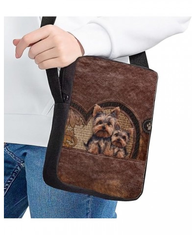 Women Teens Shoulder Crossbody Bag, Lightweight Zipper Messenger Bags for Travel School Tribal Yorkshire Terrier - Brown $11....