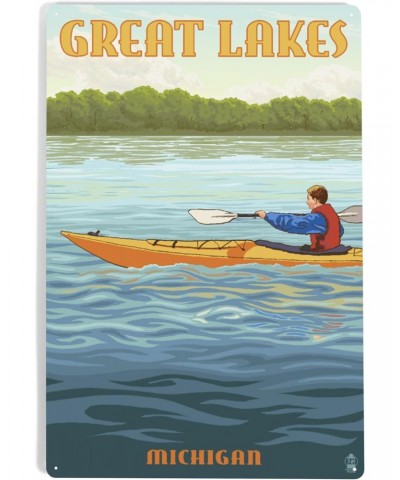 12x18 Inch Metal Sign, Great Lakes, Michigan, Kayak Scene $26.54 Totes