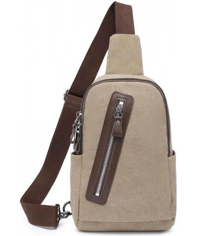 Small Crossbody Sling Chest Bag Lightweight Canvas Purse Backpack Casual Daypack for Men Women Outdoor Hiking Khaki $15.60 Cr...