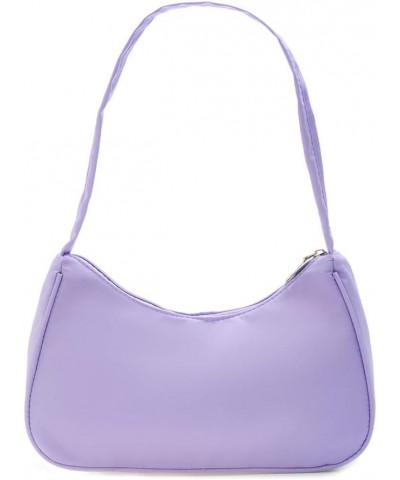 Fashion Solid Color Underarm Bag Nylon Hobos Bag Women Zipper Shoulder Bag Purple $13.17 Totes