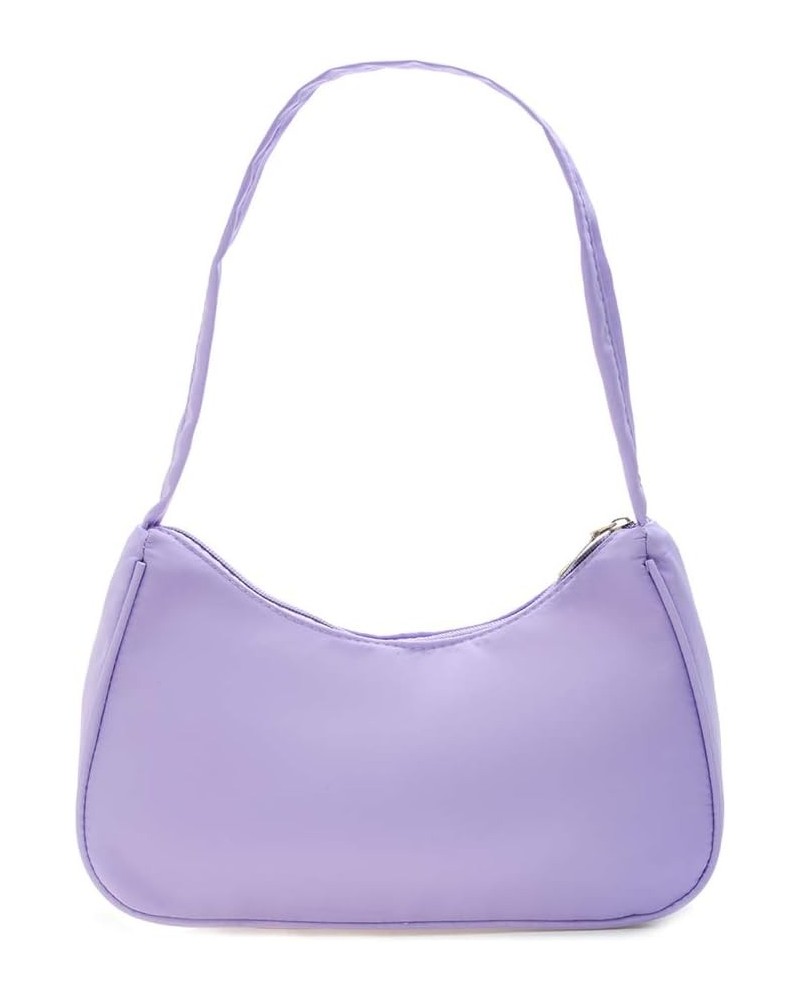 Fashion Solid Color Underarm Bag Nylon Hobos Bag Women Zipper Shoulder Bag Purple $13.17 Totes