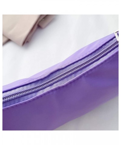 Fashion Solid Color Underarm Bag Nylon Hobos Bag Women Zipper Shoulder Bag Purple $13.17 Totes