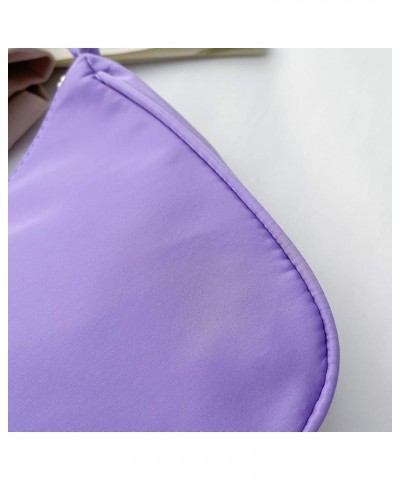 Fashion Solid Color Underarm Bag Nylon Hobos Bag Women Zipper Shoulder Bag Purple $13.17 Totes