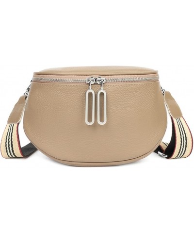 Genuine Leather Saddle Handbag for Women Shoulder Bag Large Capacity Chest Bag Crossbody Purse Beige $44.10 Totes