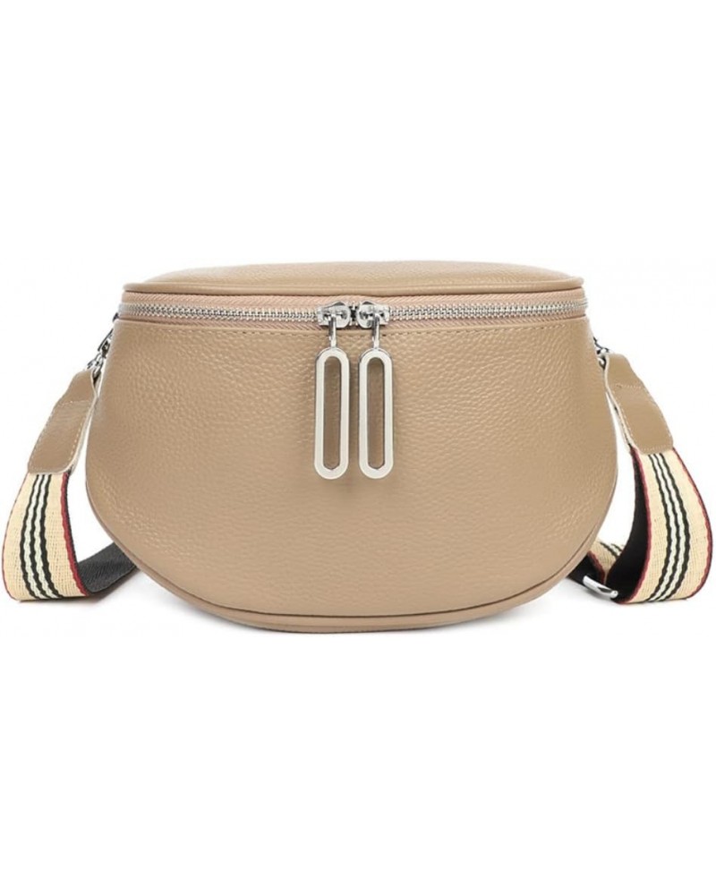 Genuine Leather Saddle Handbag for Women Shoulder Bag Large Capacity Chest Bag Crossbody Purse Beige $44.10 Totes