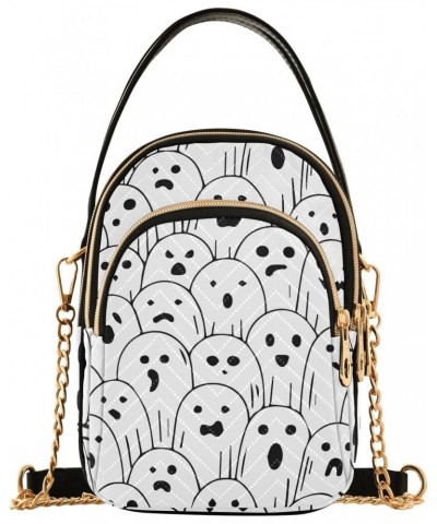 Halloween Ghost White Crossbody Bags for Women Chain Crossbody Flight Bag Mini Shoulder Bag with Chain Strap for Travel Women...