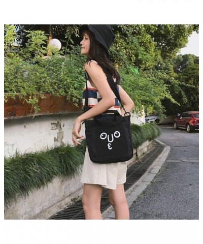 2pcs Zipper Crossbody Canvas Adjustable Cartoon Handbags Face Women's Shoulder Tote Lovely Bag Blackx3pcs $18.12 Totes