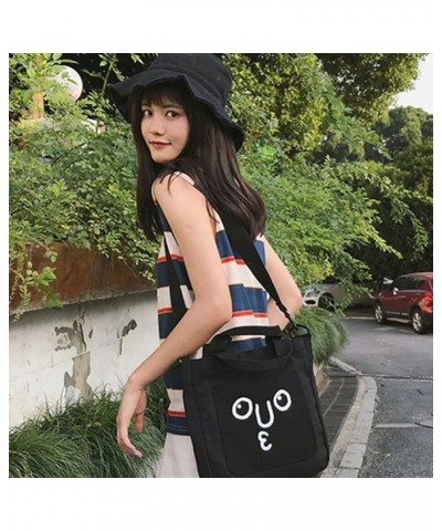 2pcs Zipper Crossbody Canvas Adjustable Cartoon Handbags Face Women's Shoulder Tote Lovely Bag Blackx3pcs $18.12 Totes