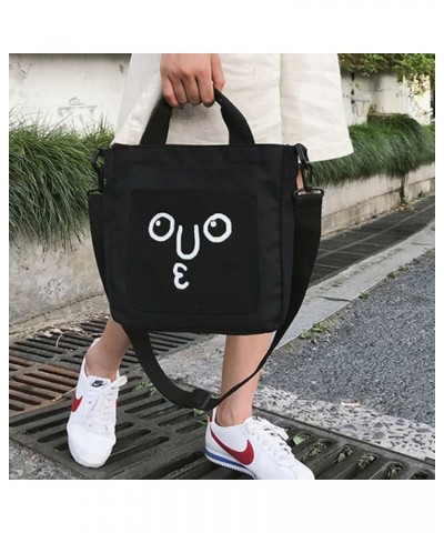 2pcs Zipper Crossbody Canvas Adjustable Cartoon Handbags Face Women's Shoulder Tote Lovely Bag Blackx3pcs $18.12 Totes