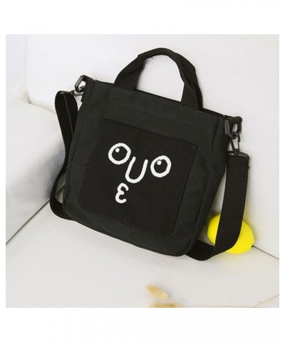 2pcs Zipper Crossbody Canvas Adjustable Cartoon Handbags Face Women's Shoulder Tote Lovely Bag Blackx3pcs $18.12 Totes