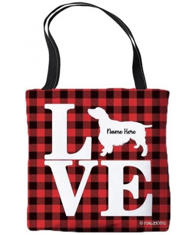 Dog Customized Tote Bag English Springer Spaniel Dog Pink Lattice Bag Red $10.07 Travel Gear