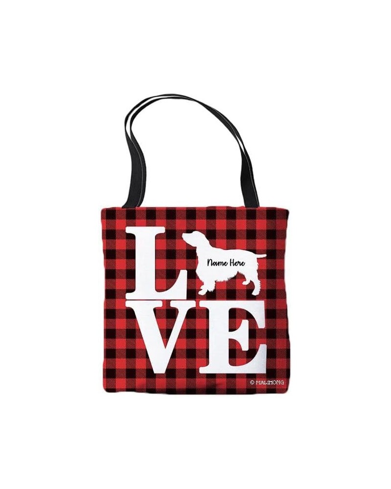 Dog Customized Tote Bag English Springer Spaniel Dog Pink Lattice Bag Red $10.07 Travel Gear