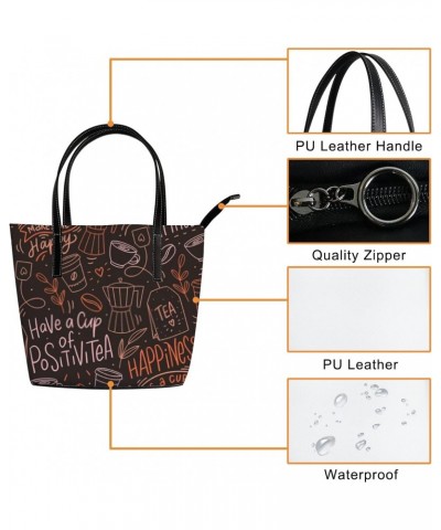 Shoulder Bag Tote Bags for Women Coffee Doodle Leather Shopper Work Handbags Large Casual Bag $27.13 Totes