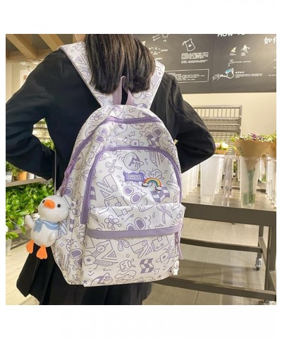 Kawaii Backpack with Kawaii Plush Pendant Cute Aesthetic Backpack Large Capacity Light Backpack for Travel Work Kawaii25 One ...