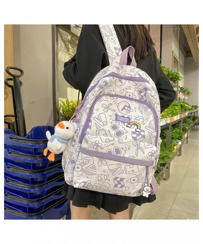 Kawaii Backpack with Kawaii Plush Pendant Cute Aesthetic Backpack Large Capacity Light Backpack for Travel Work Kawaii25 One ...