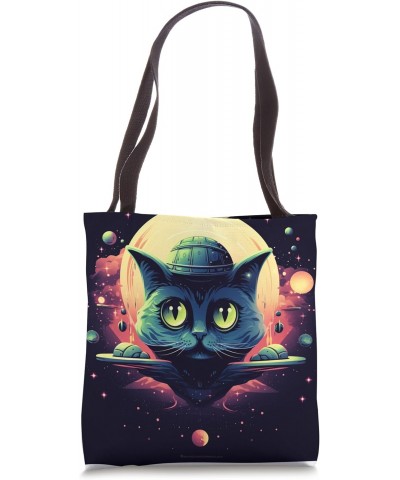 Spaceship Cat galaxy space Cat Alien Kitty Mom Dad Tote Bag $10.59 Totes