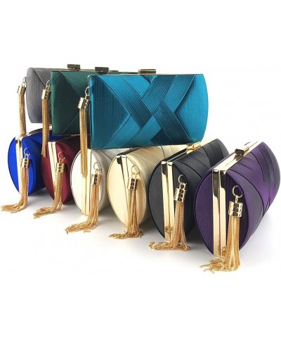 Women's Elegant Tassel Pendant Silk Evening Bag Clutch Purse for Bride Wedding Prom Night Out Party Black $16.23 Evening Bags