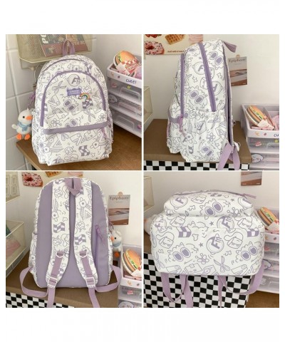 Kawaii Backpack with Kawaii Plush Pendant Cute Aesthetic Backpack Large Capacity Light Backpack for Travel Work Kawaii25 One ...