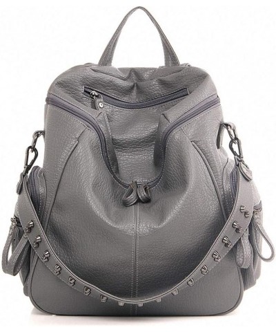 Women's Casual Backpack Lady Solid PU Leather Soft Touch Teenager Bags Gray Gray $21.47 Backpacks