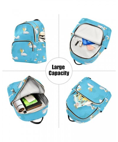 White Pelican Cartoon Backpack for Women Shoulder Bag Lightweight Small Backpack Casual Daypack for Travel Mini(10.23'' x 5.1...