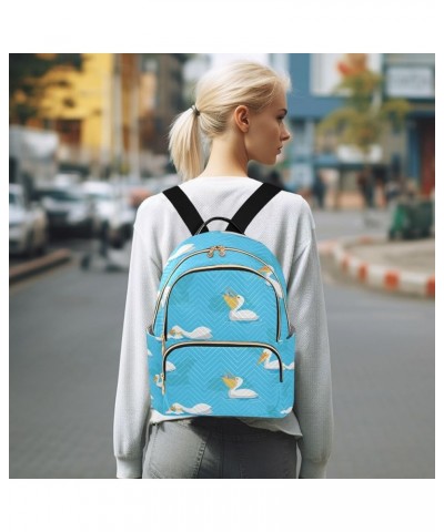 White Pelican Cartoon Backpack for Women Shoulder Bag Lightweight Small Backpack Casual Daypack for Travel Mini(10.23'' x 5.1...