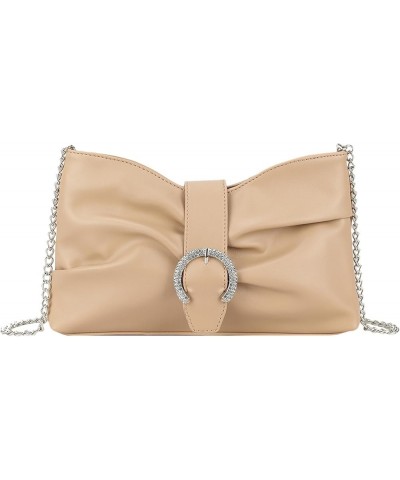 Womens Diamante Buckle Cross Body Shoulder Bag Nude $30.59 Shoulder Bags