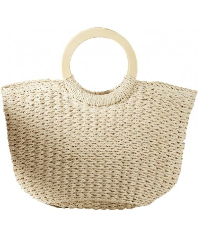 Handbags for Women Top Handle Satchel Bag Casual Handwoven Straw Beach Bag Straw Tote Bag Beige $15.83 Totes