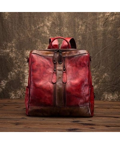 Genuine Leather Backpack Satchel For Women Purses Handbag Tote Travel Bag Bookbag Vingtage Pockets Zipper (Yellow) Red $38.07...