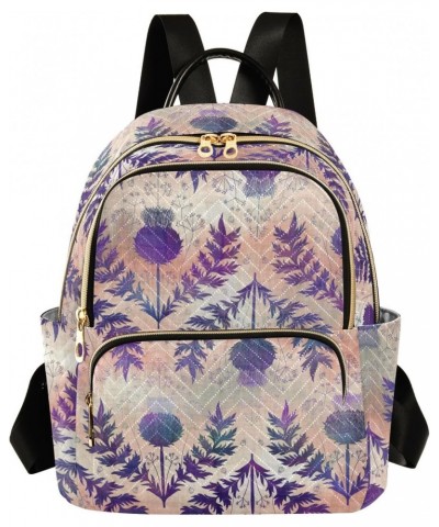 Purple Peach Floral Fashion Backpack Purse for Women Multipurpose Casual Daypack with Multi Pockets & Secured Zipper Ladies H...