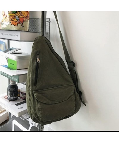 Canvas Sling Bag, Crossbody Sling Backpack Shoulder Chest Bag with Adjustable Strap for Men Women Daily Use (brown) Green $22...