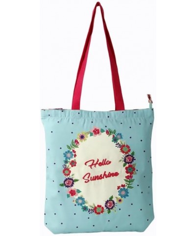 Handcraft Printed Canvas Stylish Suitable Everyday Hello Sunshine Tote Bag Niwad Handle $33.21 Totes