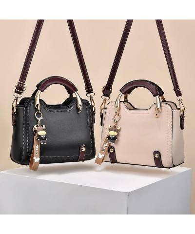 Women's Leather Handbag Small Color Block Crossbody Bag Fashion Patchwork Top Handle Satchel Shoulder Tote Bags Black $17.63 ...