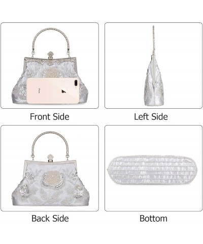 Wedding Clutch Purses for Women Sequin Purse Beaded Bags Silver $15.75 Evening Bags