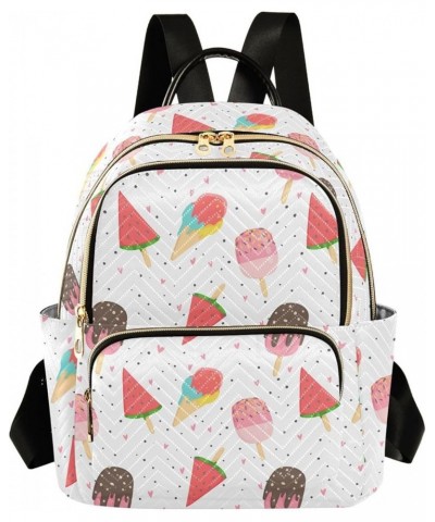 Watermelon Icecreamn Quilted Backpack for Women Travel Bag Shoulder Bags Purse for Nurse Daily Work M Small $13.02 Backpacks