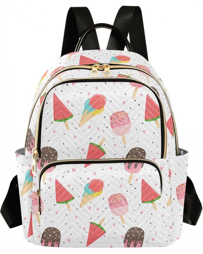 Watermelon Icecreamn Quilted Backpack for Women Travel Bag Shoulder Bags Purse for Nurse Daily Work M Small $13.02 Backpacks