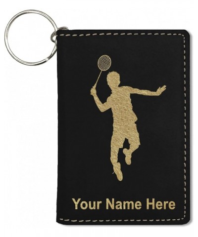 ID Holder Wallet, Badminton Player, Personalized Engraving Included (Teal) Black with Gold $15.39 Wallets