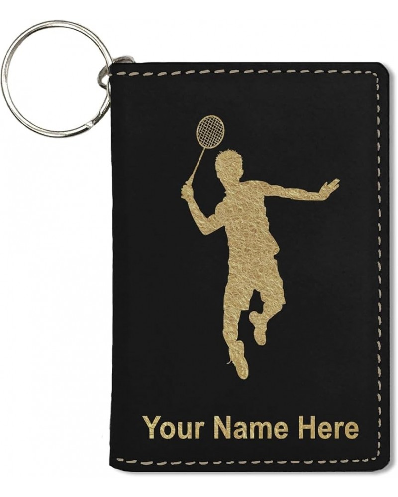 ID Holder Wallet, Badminton Player, Personalized Engraving Included (Teal) Black with Gold $15.39 Wallets