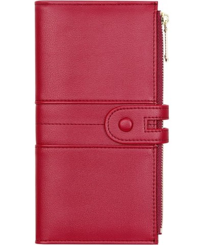 Slim Women Wallets Leather Bifold Multi Card Holder Wallet with Zipper Pocket Large Capacity wine red $11.70 Wallets