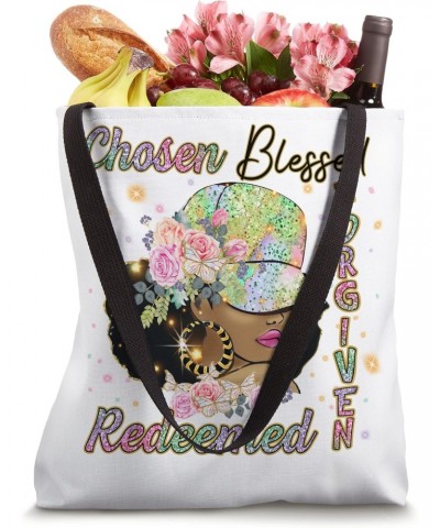 Chosen Blessed Forgiven Redeemed God Black Melanin Pride Tote Bag $13.50 Totes