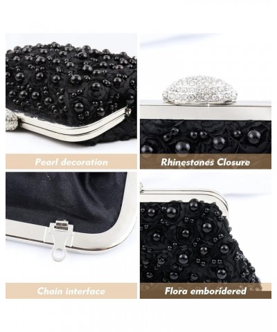 Pearl Clutch Purses for Women Wedding Bridal Evening Clutch Handbag for Parites Prom Black-a01 $9.68 Evening Bags