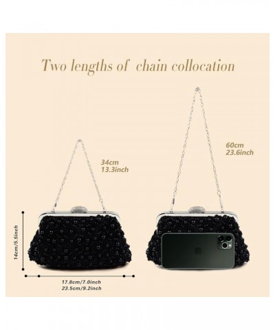 Pearl Clutch Purses for Women Wedding Bridal Evening Clutch Handbag for Parites Prom Black-a01 $9.68 Evening Bags