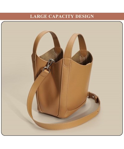 Women's Lightweight Handbag Fashion Vegan Bucket Bag Genuine Leather Crossbody Shoulder Bags Multi-Pocket Hobo White $37.79 H...